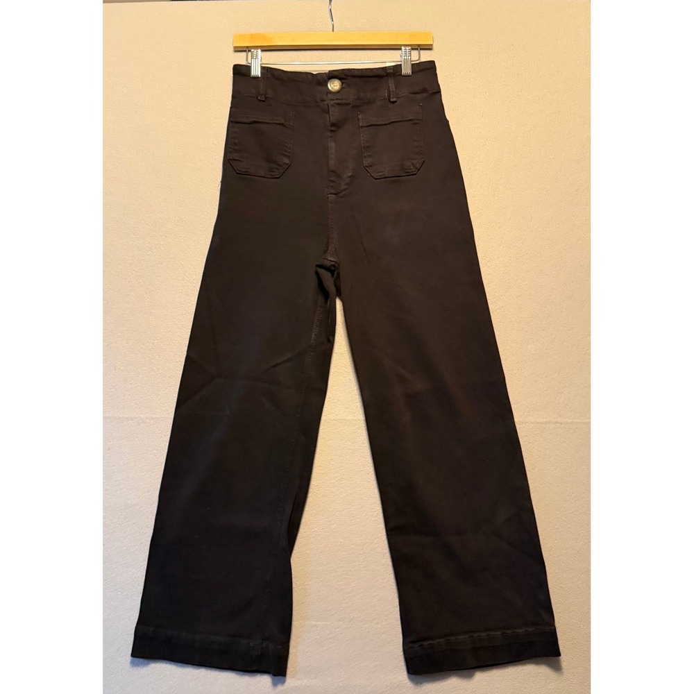Maeve Anthropologie The Colette Cropped Wide Leg Pants Black Women 29 Tall